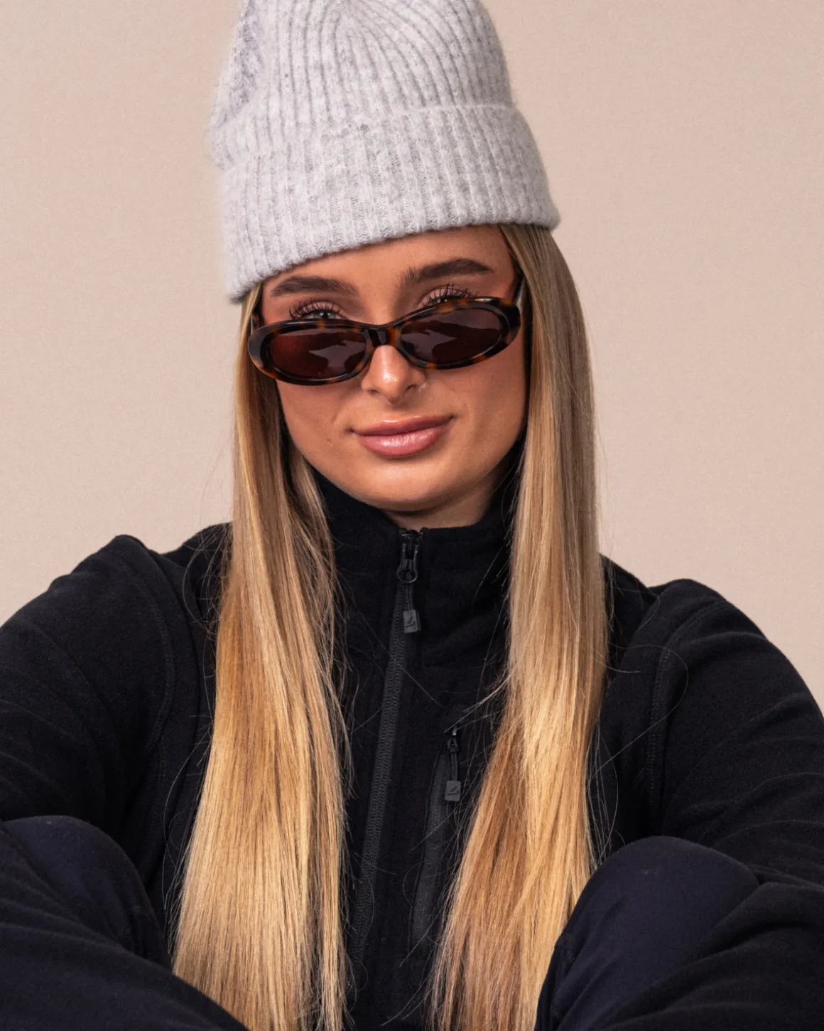 Rib Knitted Beanie Grey Marl – One Size