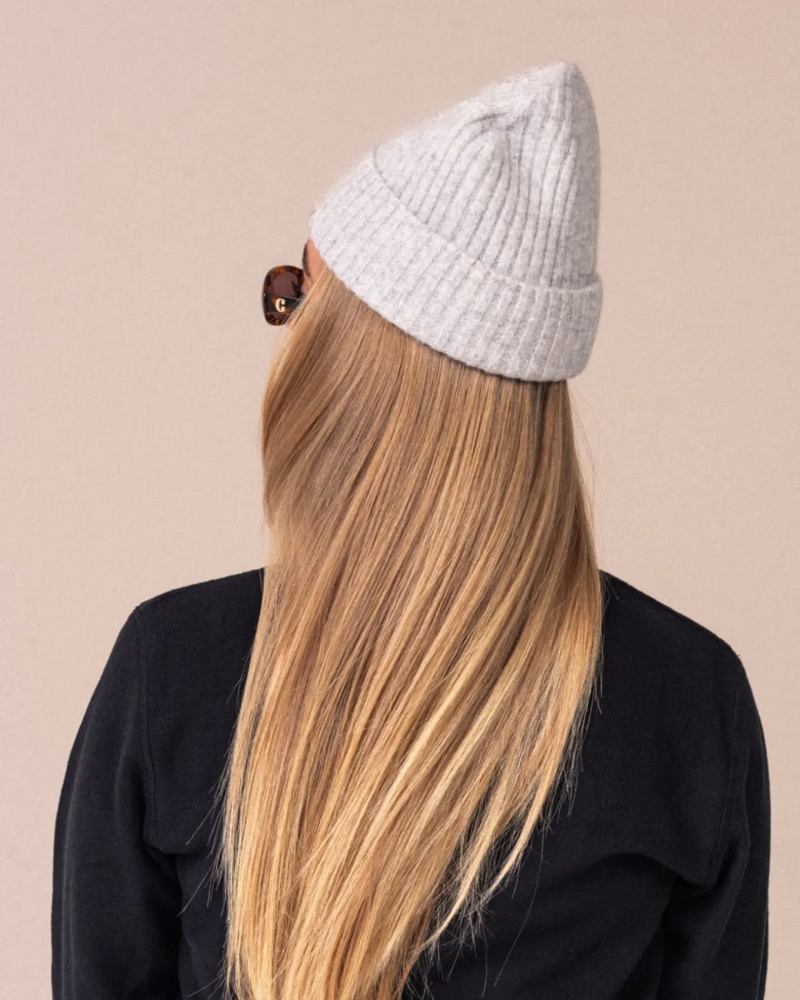 Rib Knitted Beanie Grey Marl – One Size