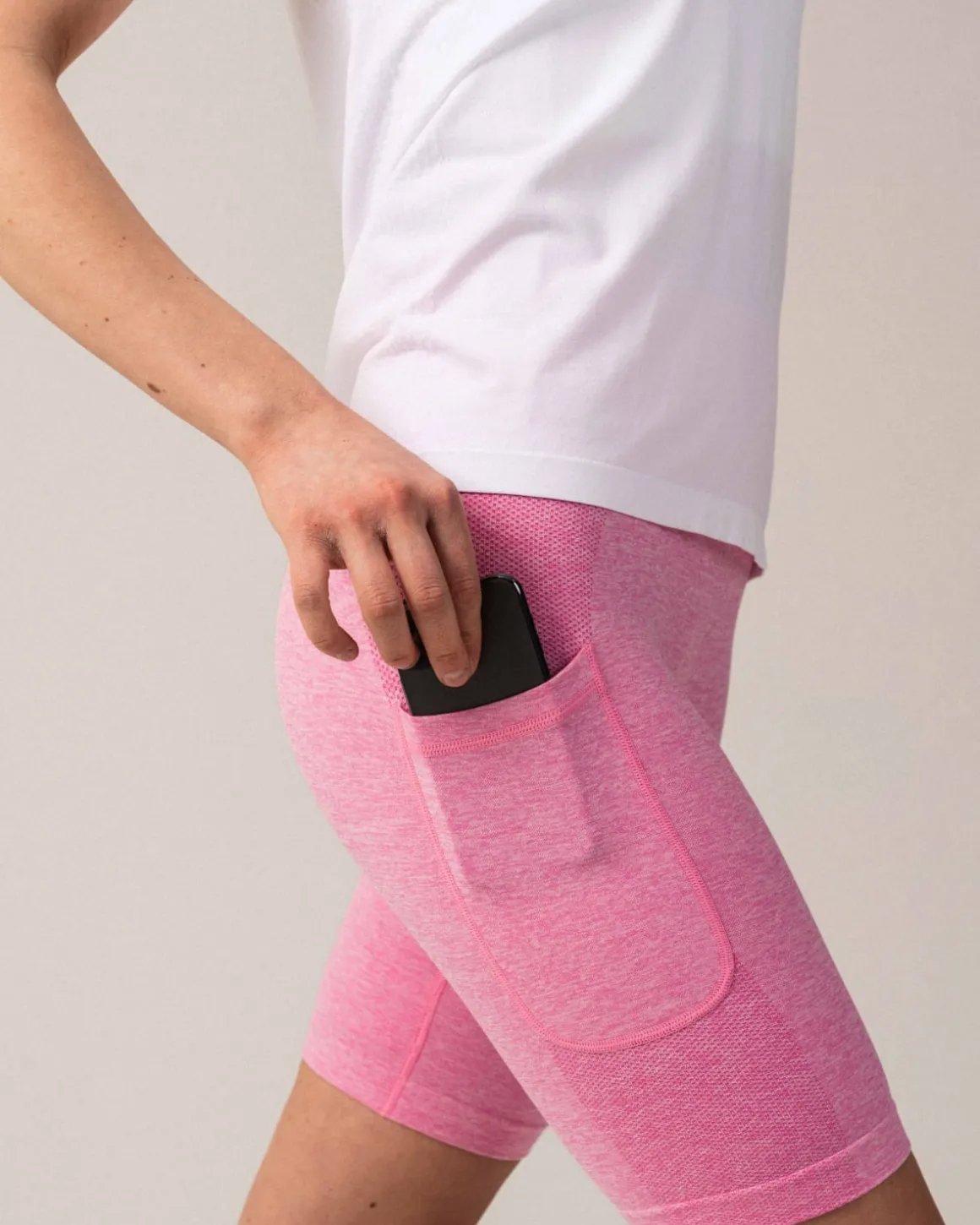 Routine Seamless Pocket Shorts Pink Fuchsia Marl