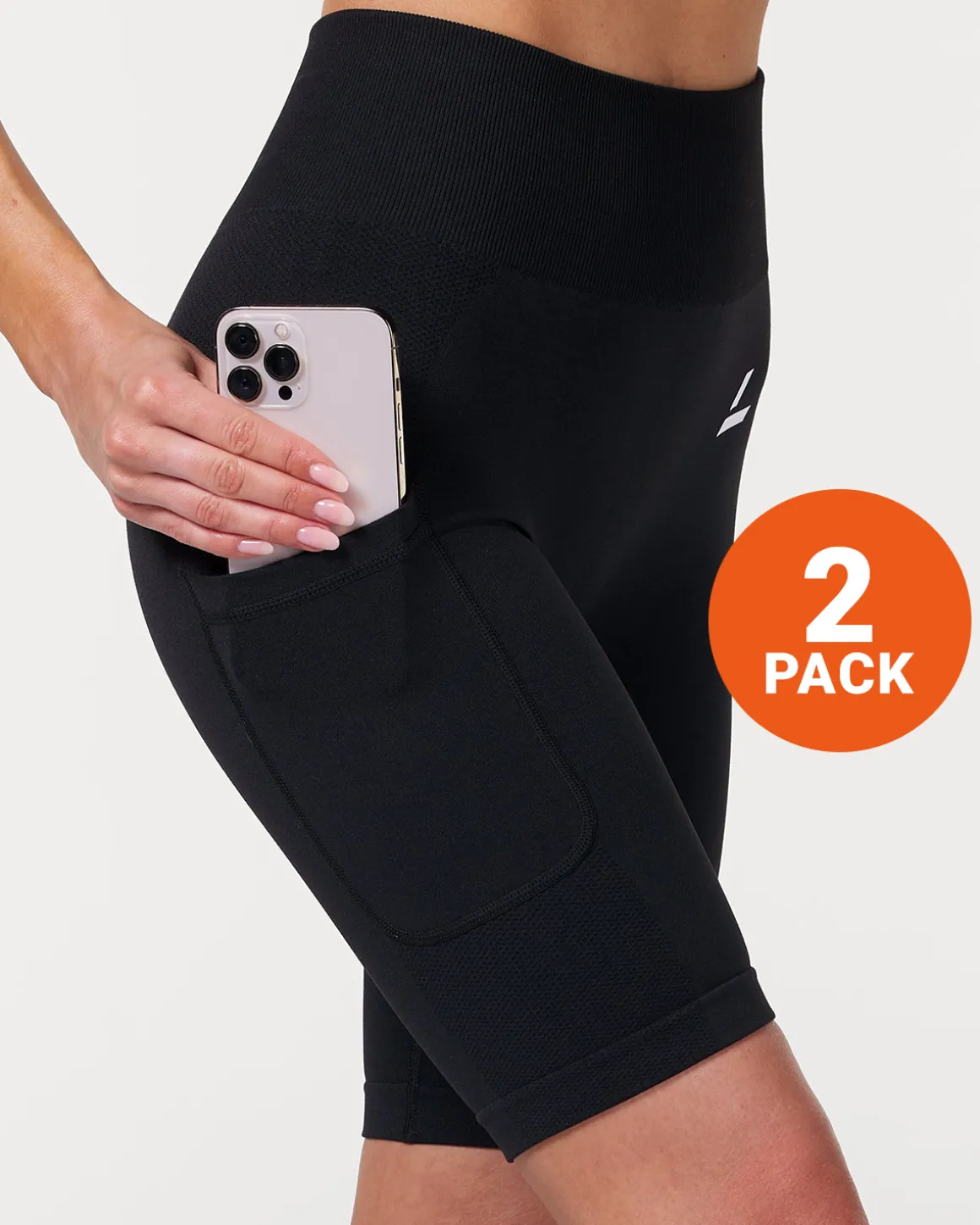 Routine Seamless Pocket Shorts Black Marl 2-PACK