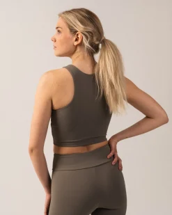 Second-Skin Slit Flare Pants Green Smokey