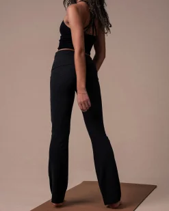 Soft Rib Foldover Pants Black