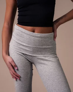 Soft Rib Foldover Pants Grey Marl