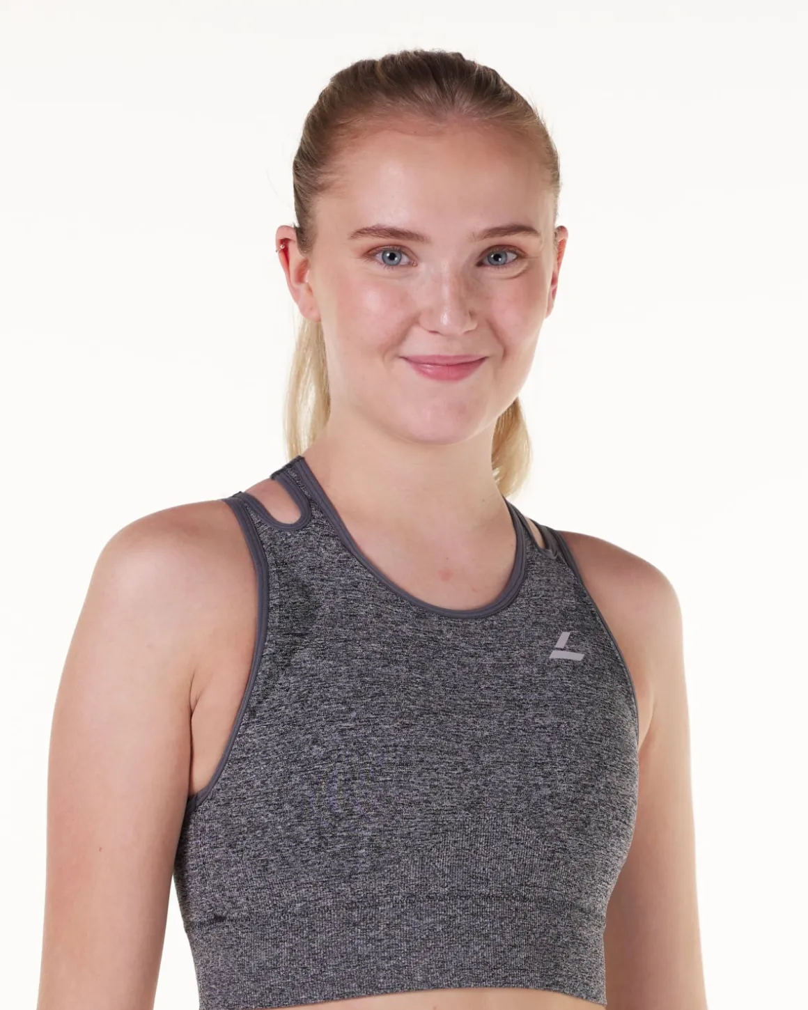 Solar Cut Out Seamless Bra Grey Marl