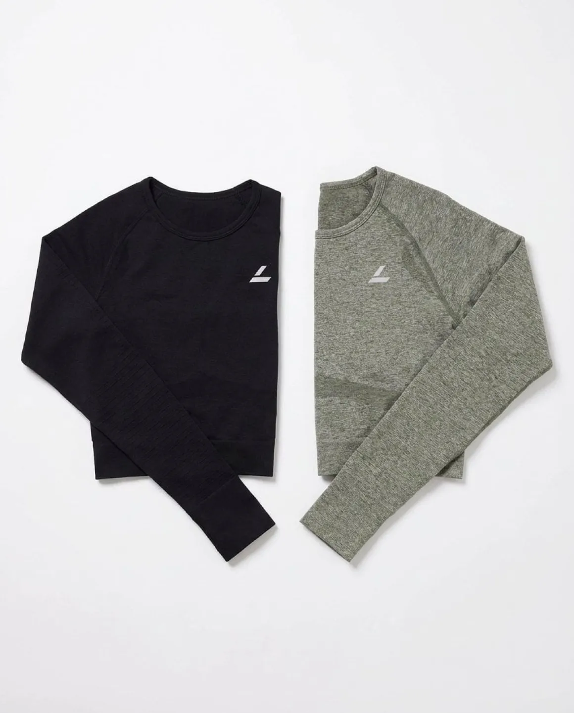 Solar Seamless Cropped LS Black + Green 2-PACK