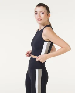 Sphere Stripe Crop Tank Black
