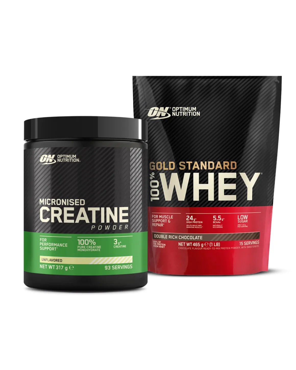 startpakken 100% Whey Gold Standard 450g & Creatine Powder Unflavored 317g