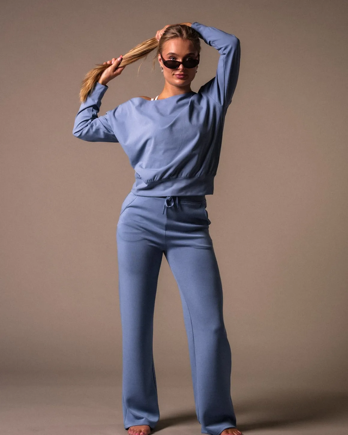 Studio Modal Wide Pants Blue Winward