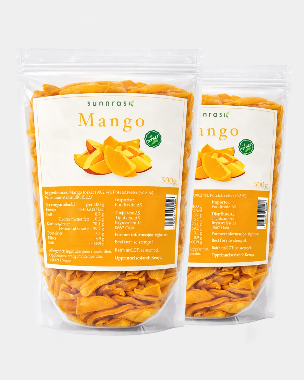 Tørket Mango 2x500g Ikke tilsatt sukker