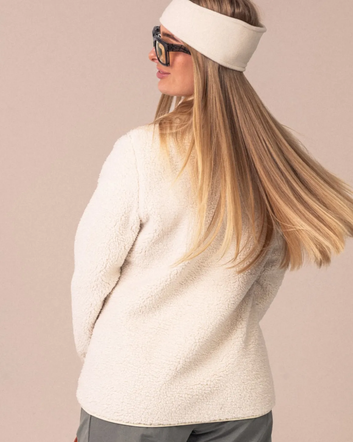 Versatile 1/2 Zip Pile Sweater Off White