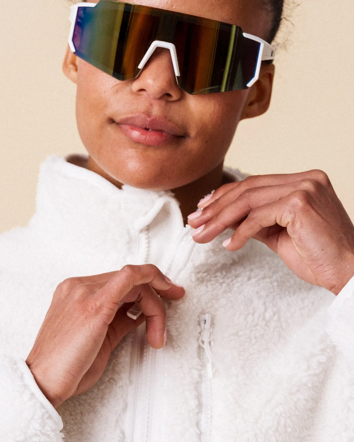Versatile 1/2 Zip Pile Sweater White Lucent