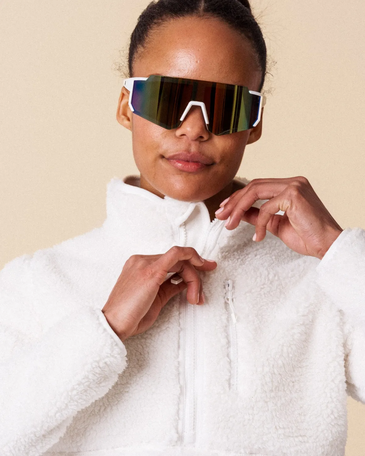Versatile 1/2 Zip Pile Sweater White Lucent