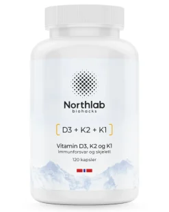 Vitamin D3, K1 og K2 60mcg 120 caps