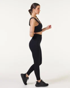 Wave Seamless Mesh Tights Black