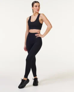 Wave Seamless Mesh Tights Black