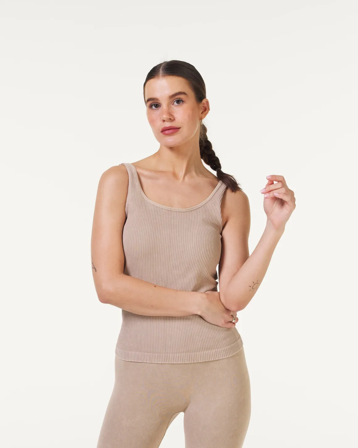 Wave Seamless Tights Beige Sandwash
